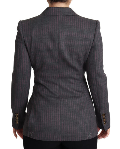 Dolce & Gabbana Grauer einreihiger, taillierter Blazer Wolljacke
