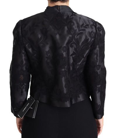 Dolce & Gabbana Schwarze Spitze durchsichtiges Korsett Organza Seidenjacke