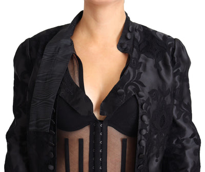 Dolce & Gabbana Schwarze Spitze durchsichtiges Korsett Organza Seidenjacke