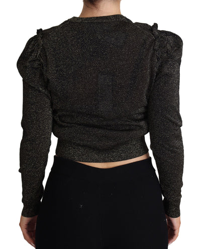 Dolce & Gabbana Schwarz Gold Cropped Damen Pullover Sweater