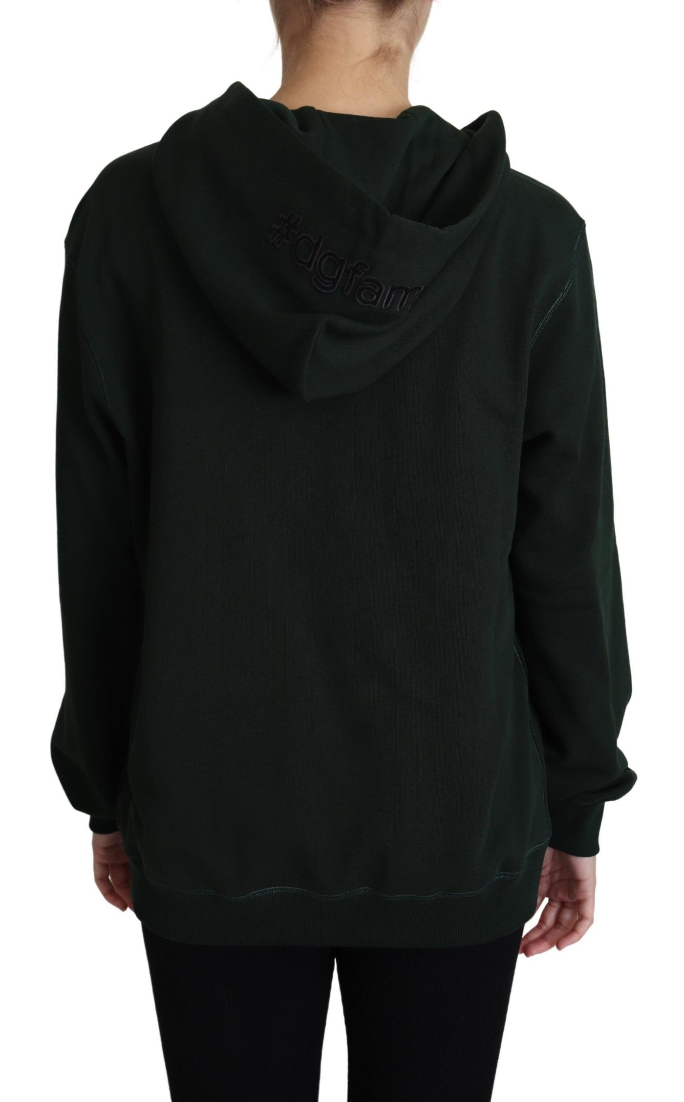 Dolce & Gabbana Dunkelgrüner Hoodie mit Kronenstickerei