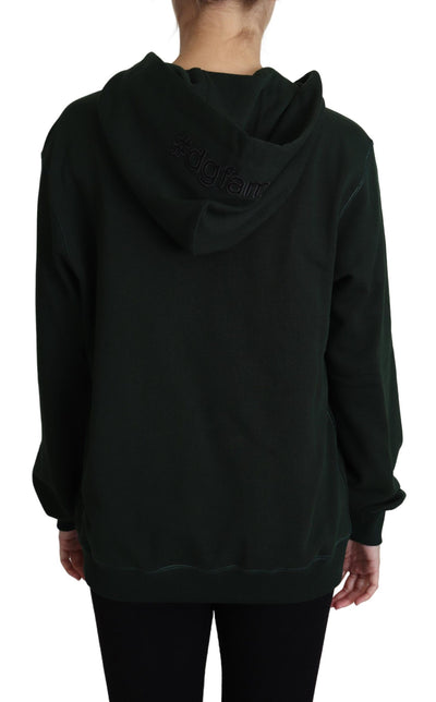 Dolce & Gabbana Dunkelgrüner Hoodie mit Kronenstickerei