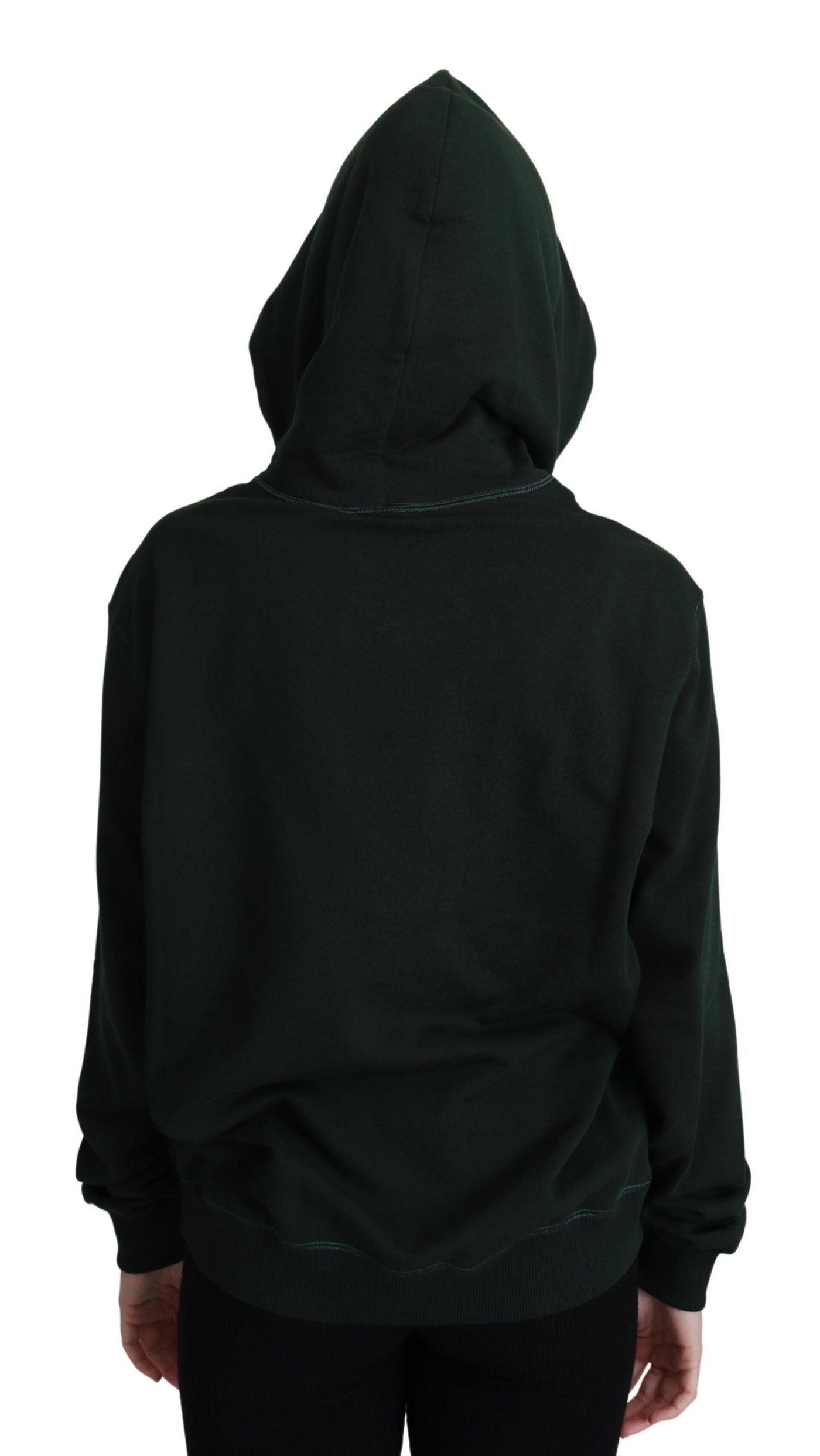 Dolce & Gabbana Dunkelgrüner Hoodie mit Kronenstickerei