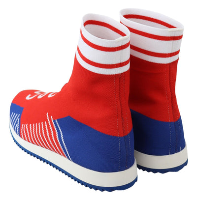 Dolce & Gabbana Blau Rot Sorrento Logo Turnschuhe Socken Schuhe