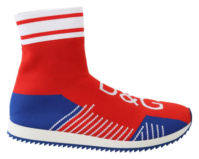 Dolce & Gabbana Blau Rot Sorrento Logo Turnschuhe Socken Schuhe