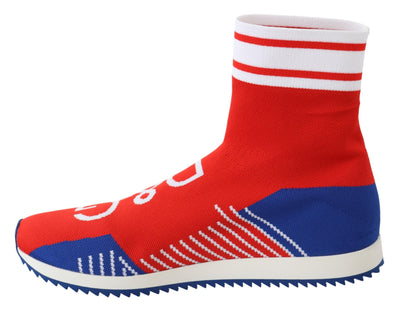 Dolce & Gabbana Blau Rot Sorrento Logo Turnschuhe Socken Schuhe