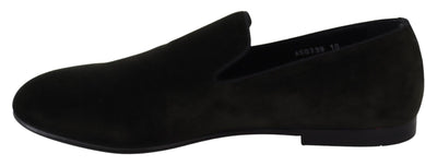 Dolce & Gabbana Grüner Samt Slip On Herren Loafers Schuhe