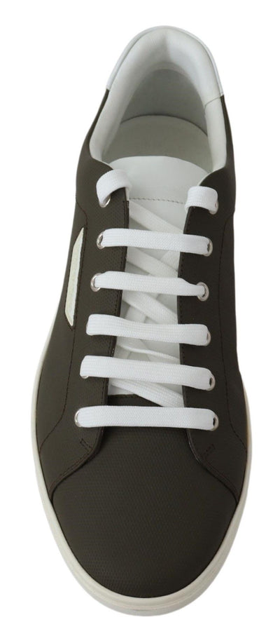 Dolce & Gabbana Weiß Grün Leder Low Top Turnschuhe Schuhe