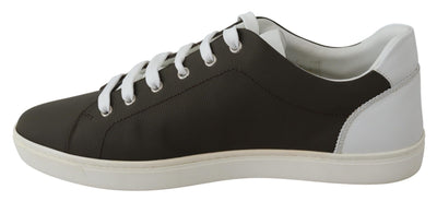 Dolce & Gabbana Weiß Grün Leder Low Top Turnschuhe Schuhe