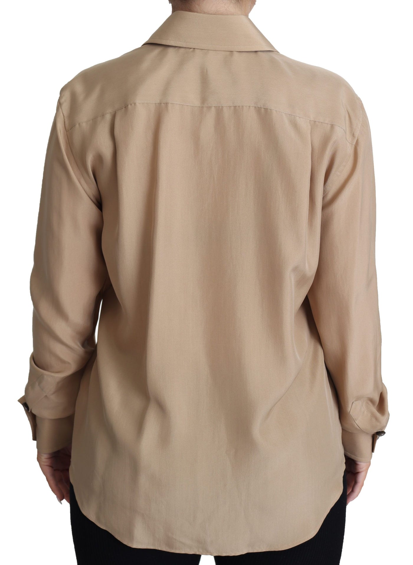 Dolce & Gabbana Beige Seidenhemd Dekorative Knöpfe Top