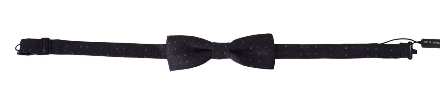 Dolce & Gabbana Graue Muster Seide Verstellbare Hals Papillon Fliege