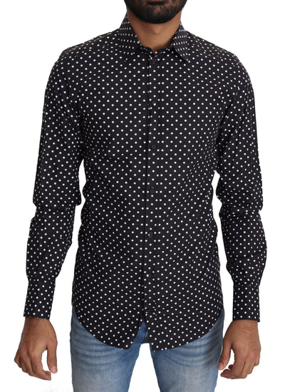 Dolce & Gabbana Schwarz Weiß Polka Dots Freizeithemd