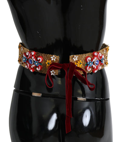 Dolce & Gabbana mehrfarbiger breiter Taillengürtel mit floralem Kristall und Verzierungen