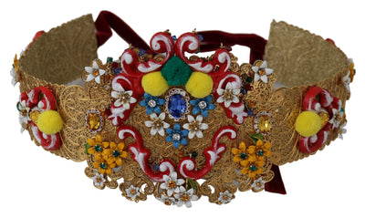 Dolce & Gabbana mehrfarbiger breiter Taillengürtel mit floralem Kristall und Verzierungen