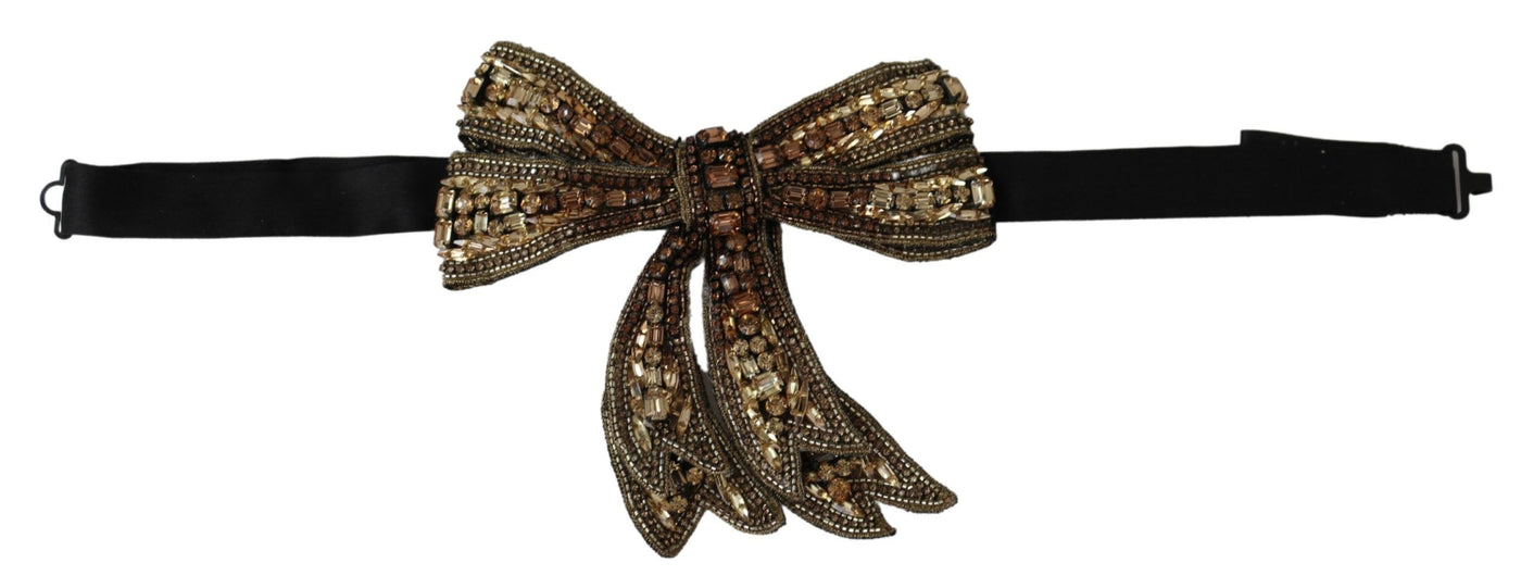 Dolce & Gabbana Goldfarbene Seide mit Strassverzierung Damen Fliege