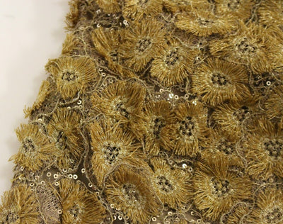 Lanre Da Silva Ajayi GOLD Langes Maxikleid aus Spitze und Kristall