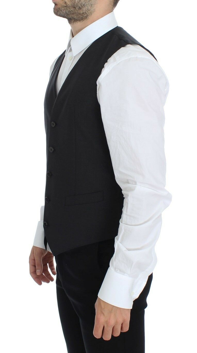 Dolce & Gabbana Graues Woll-Stretch-Kleid Blazer-Weste