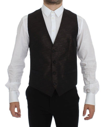 Dolce & Gabbana Schwarzes Woll-Logo-Kleid Gilet Vest