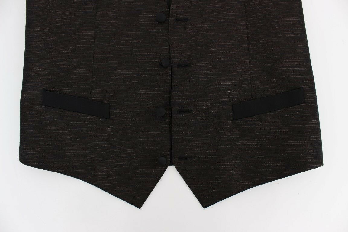 Dolce & Gabbana Schwarzes Woll-Logo-Kleid Gilet Vest
