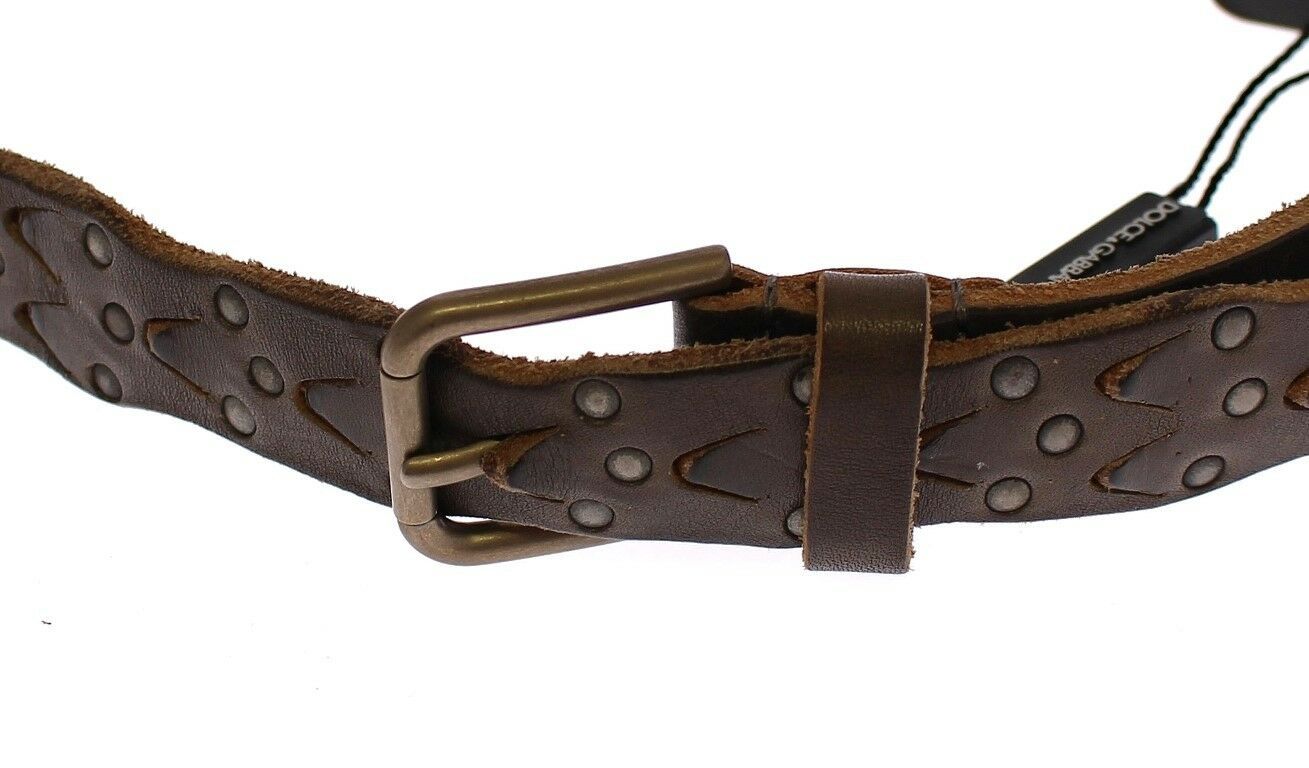 Dolce & Gabbana Brauner Leder Logo Cintura Gürtel