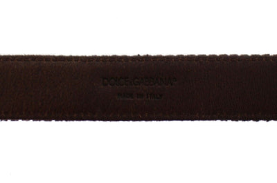 Dolce & Gabbana Brauner Leder Logo Cintura Gürtel