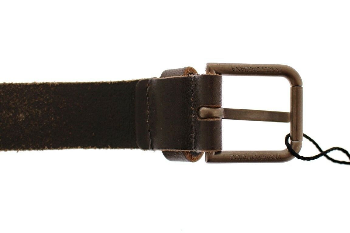 Dolce & Gabbana Brauner Leder Logo Cintura Gürtel