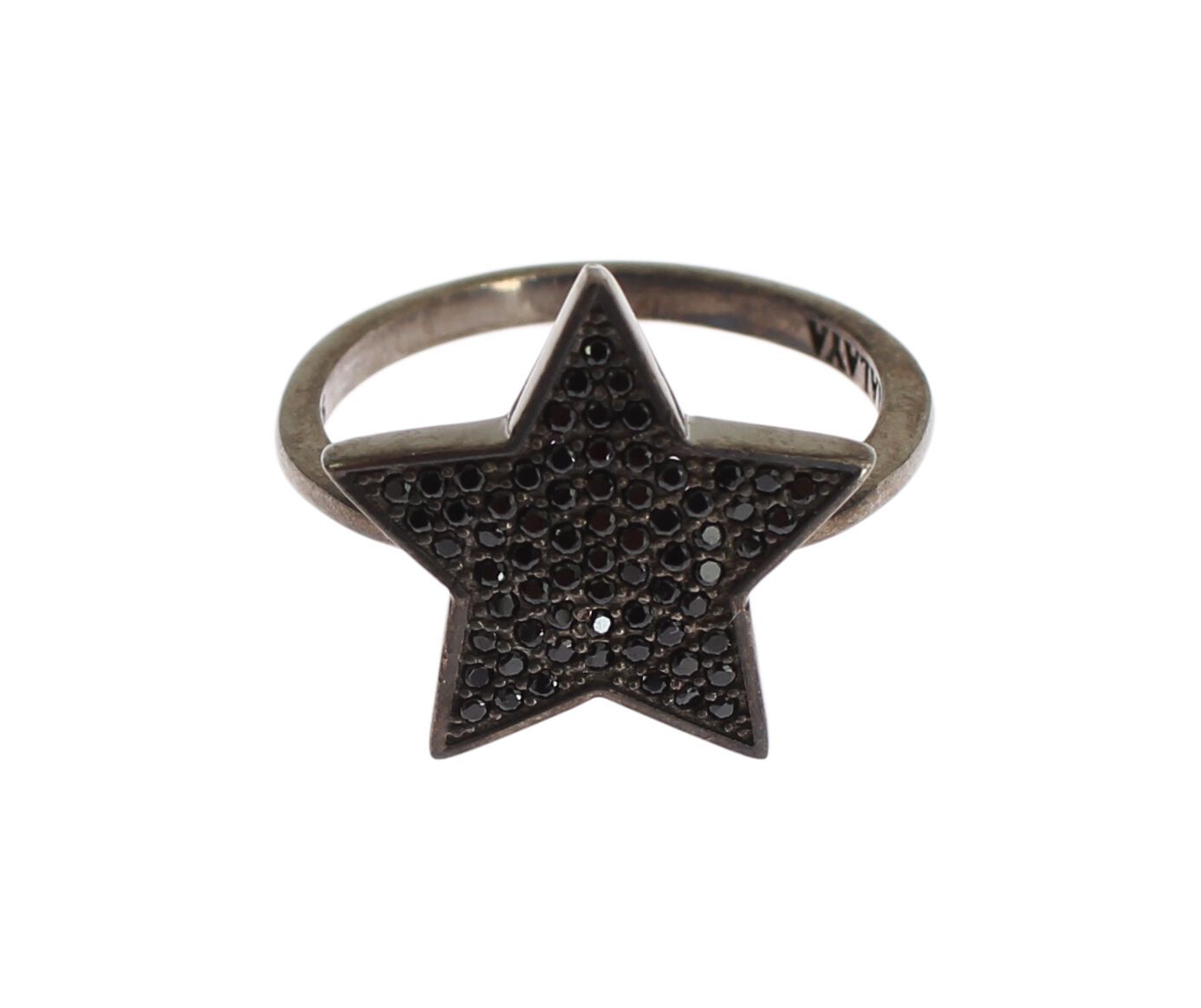 Nialaya Schwarzer CZ Stern 925 Silber Damen Ring