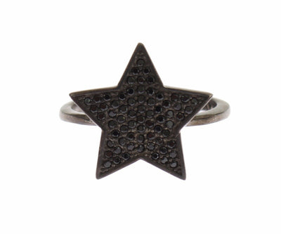 Nialaya Schwarzer CZ Stern 925 Silber Damen Ring