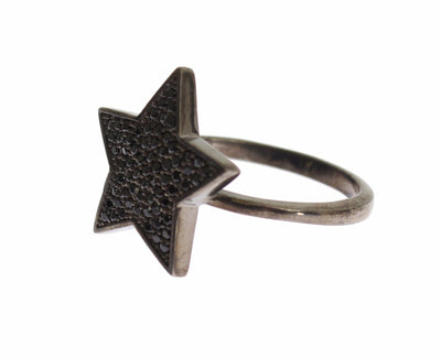 Nialaya Schwarzer CZ Stern 925 Silber Damen Ring