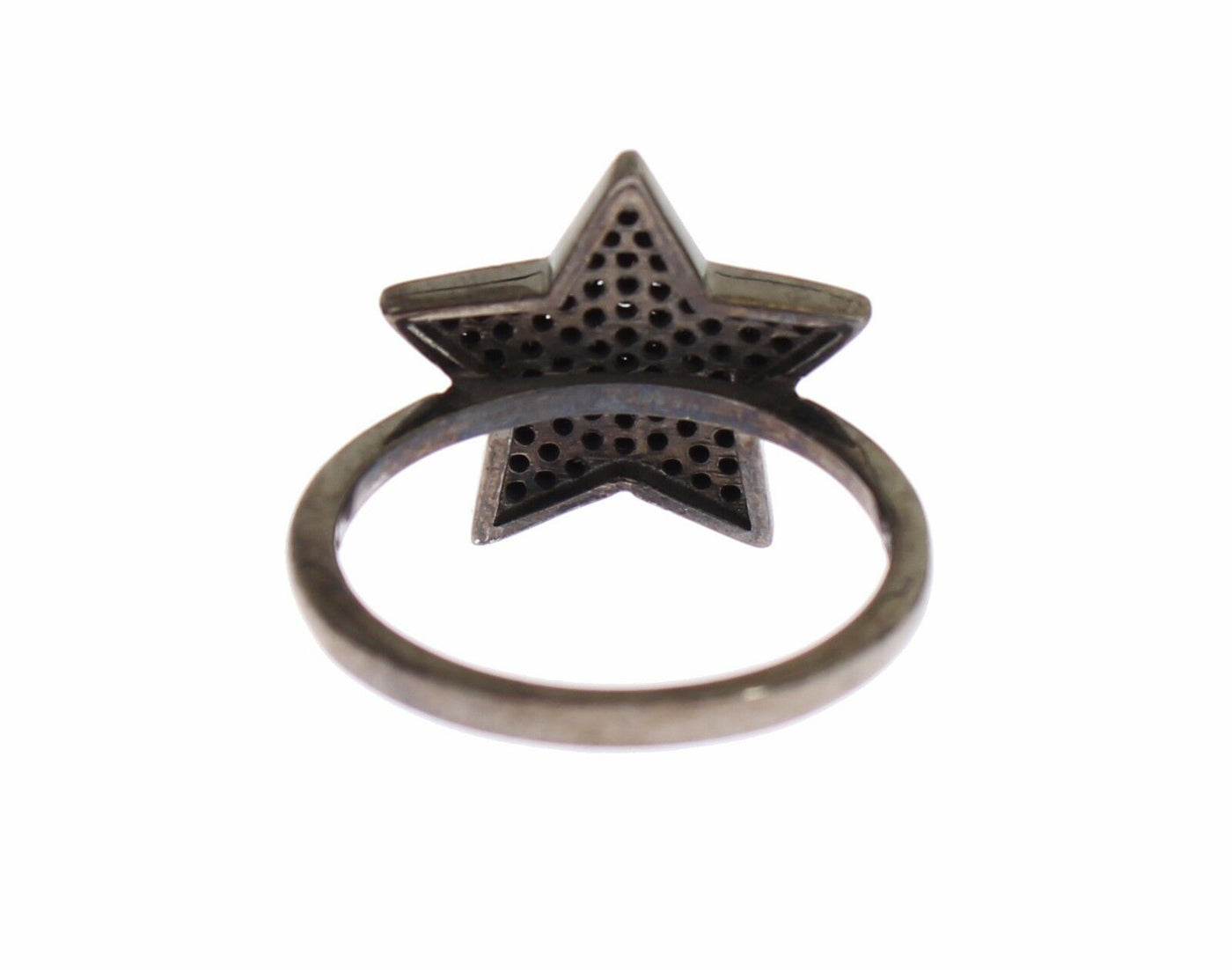 Nialaya Schwarzer CZ Stern 925 Silber Damen Ring