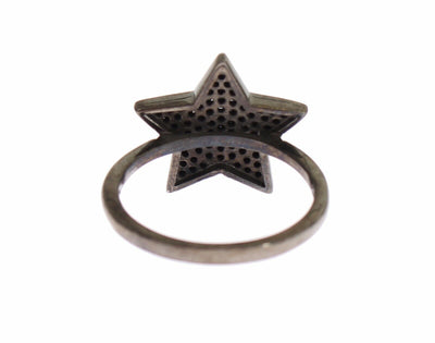 Nialaya Schwarzer CZ Stern 925 Silber Damen Ring