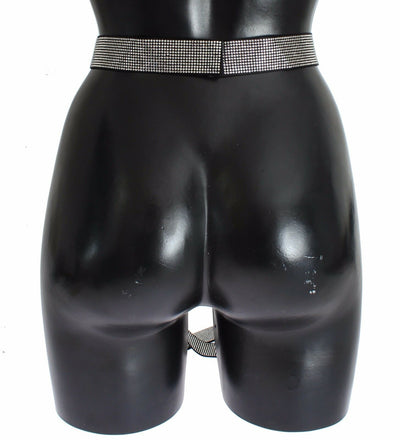 Dolce & Gabbana Schwarzer Seidengürtel mit klarer Kristallschleife für die Taille