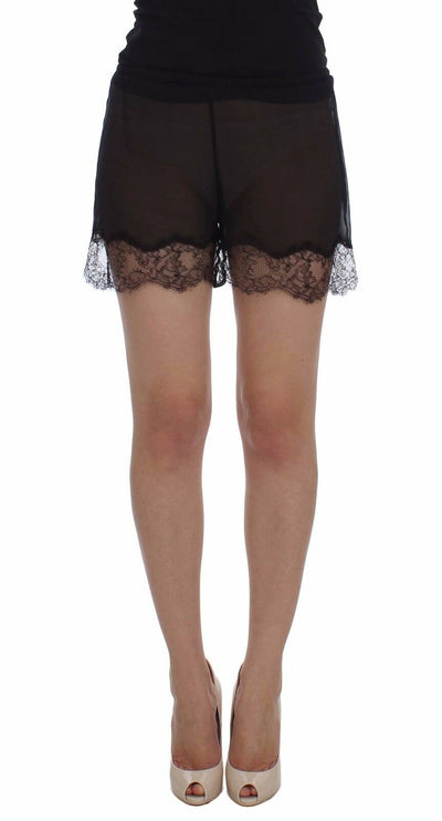 Dolce & Gabbana Schwarze florale Spitze Seide Nachtwäsche Shorts