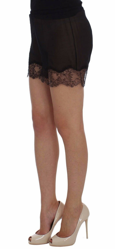Dolce & Gabbana Schwarze florale Spitze Seide Nachtwäsche Shorts