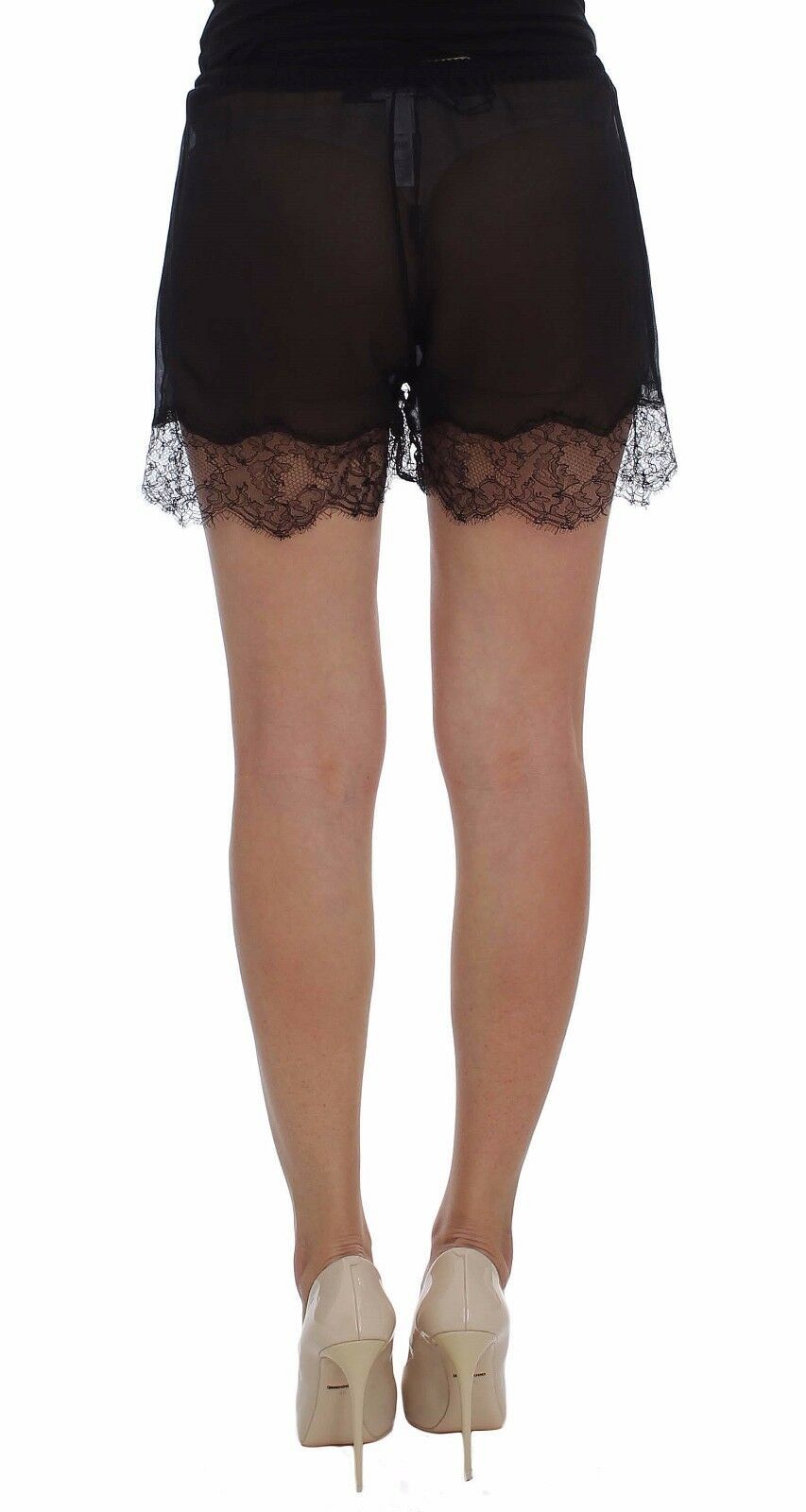 Dolce & Gabbana Schwarze florale Spitze Seide Nachtwäsche Shorts