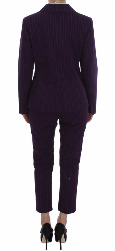 BENCIVENGA Lila gestreifter Stretch-Mantel Blazer Hose Anzug