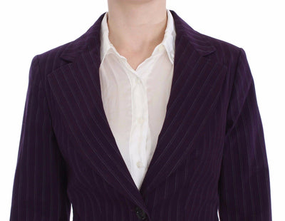 BENCIVENGA Lila gestreifter Stretch-Mantel Blazer Hose Anzug