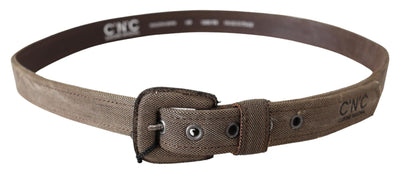 Costume National Brauner Leder-Logo-Schnallen-Gürtel