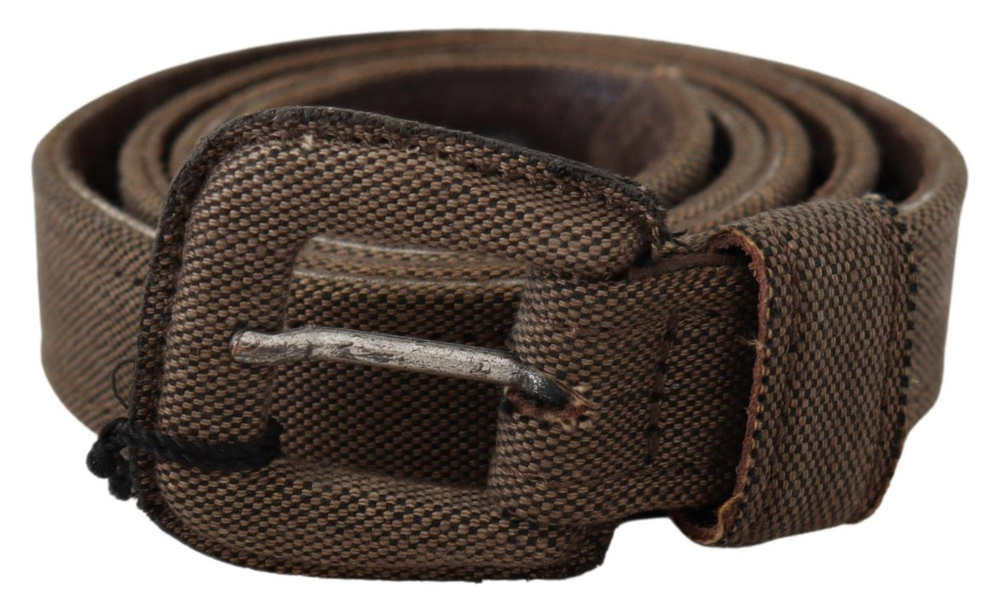 Costume National Brauner Leder-Logo-Schnallen-Gürtel