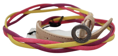 Costume National Multicolor Twisted Leather Kreis Schnalle Gürtel