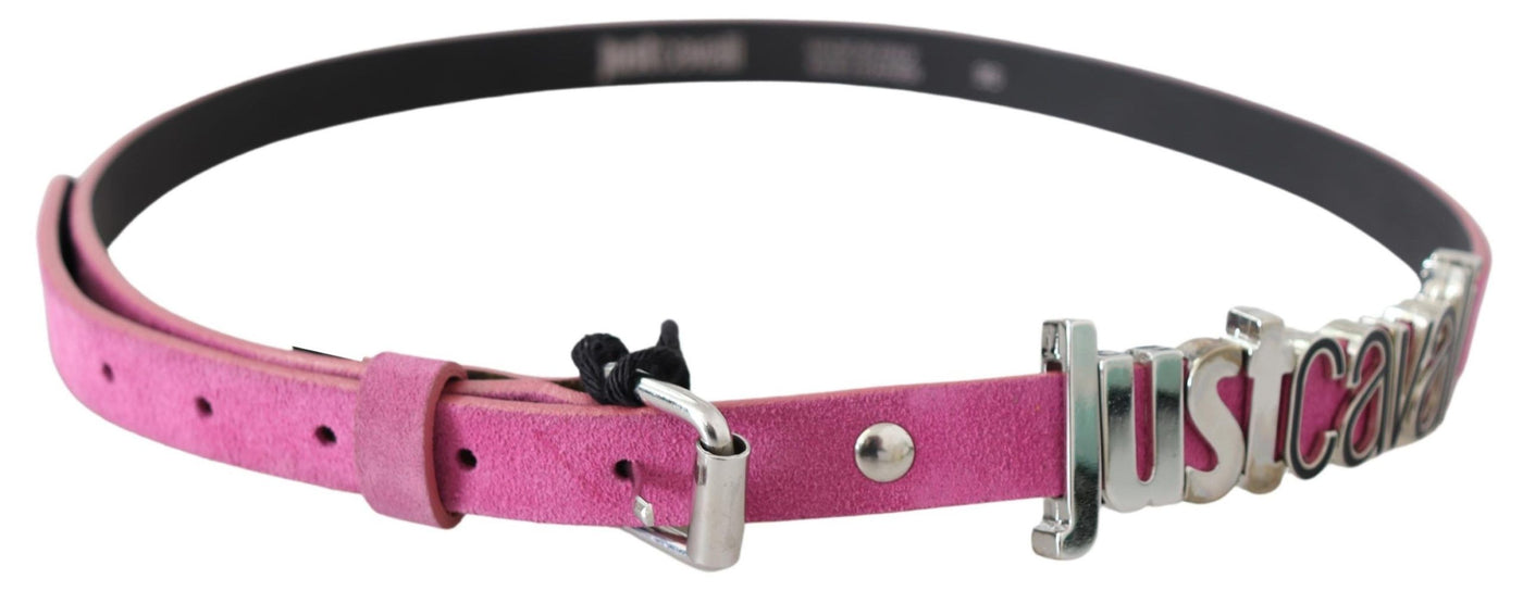 Just Cavalli Rosa Silber Chrom Metall Schnalle Taille Gürtel