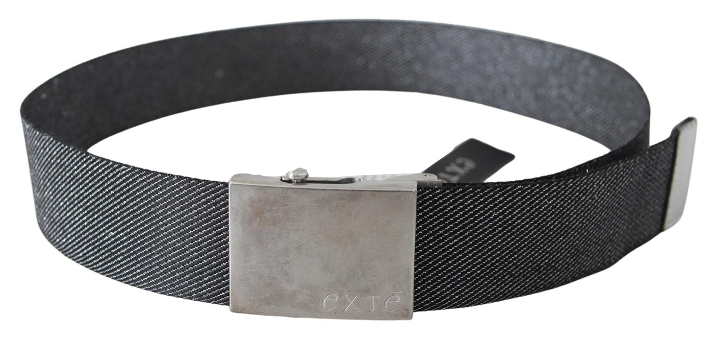 Exte Schwarz Silber Metall gebürstet Schnalle Taille Gürtel