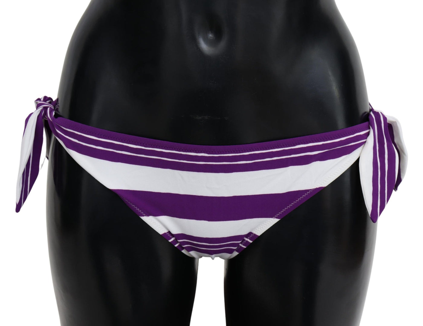 Dolce & Gabbana Lila Weiß Streifen Beachwear Bikini Unterteil