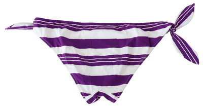 Dolce & Gabbana Lila Weiß Streifen Beachwear Bikini Unterteil