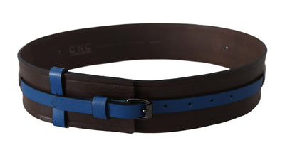 Costume National Brauner Thin Blue Line Lederschnallengürtel