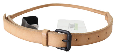 Scervino Street Hellbrauner schmaler Ledergürtel mit schwarzer Logoschnalle Gürtel