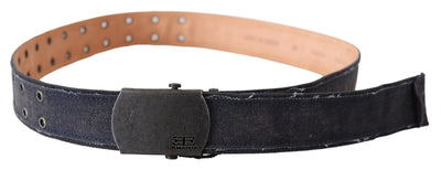 Ermanno Scervino Blauer Leder-Ratschenschnallen-Gürtel