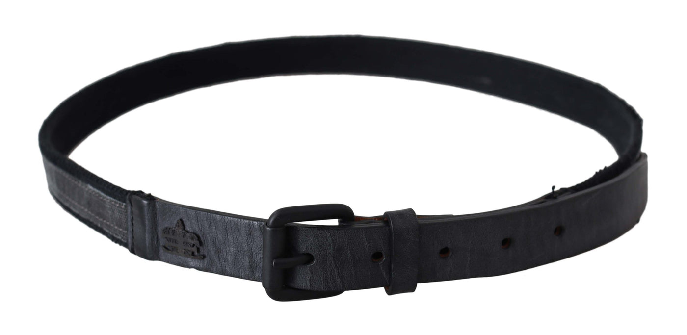 Ermanno Scervino Schwarzes Leder Logo Schnalle Taille
