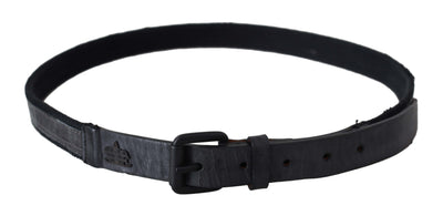 Ermanno Scervino Schwarzes Leder Logo Schnalle Taille