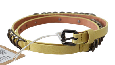 John Galliano Gelber Leder-Luxusgürtel mit schmaler Schnalle Fancy Belt